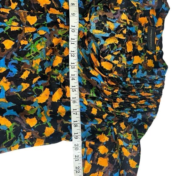 Corey Lynn Calter Dark Floral Silk Neck Tie Popover Career Blouse, Size 2 - Picture 5 of 9